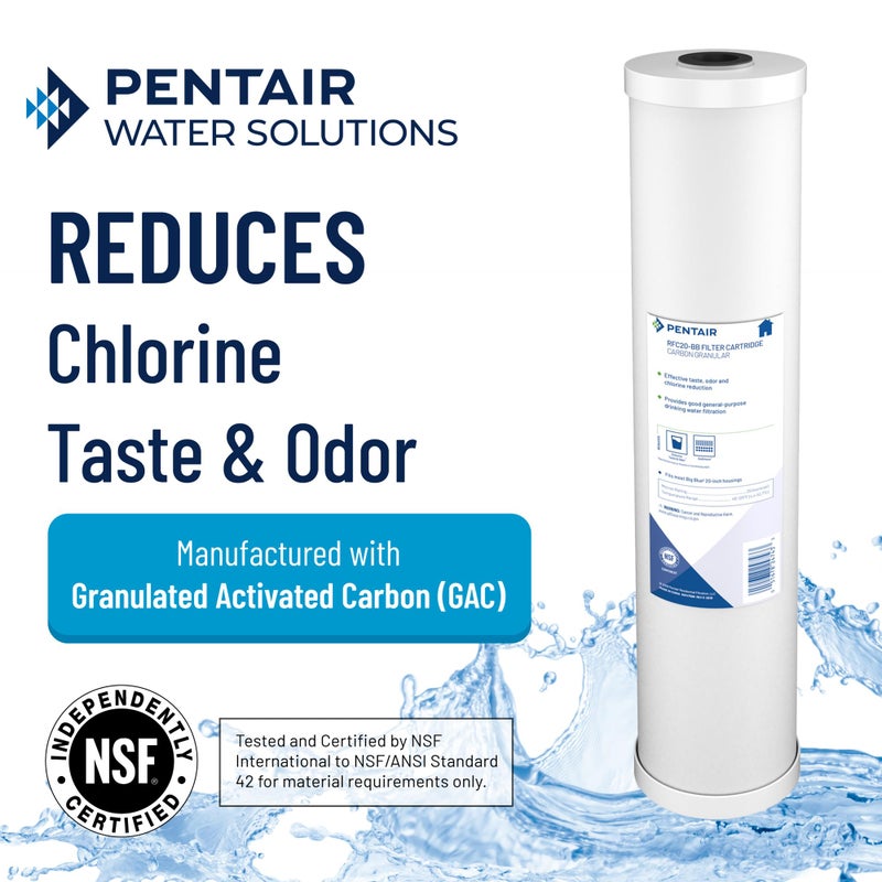 Pentek Pentair Pentek RFC-BB Big Blue Carbon Water Filter, 10-Inch, Whole House Heavy Duty Radial Flow Carbon Replacement Cartridge with Granular Activated Carbon (GAC) Filter, 10" x 4.5", 25 Micron - Image 3
